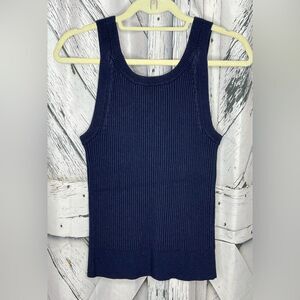 Anthropologie Navy Ribbed Tank Top